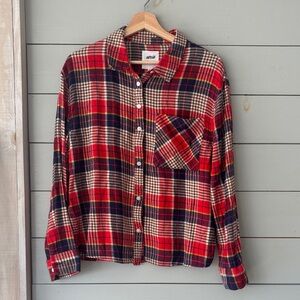 ✨ Aerie Plaid Pajama Set — Button-Up Top & Pants (Cotton/Viscose Blend)